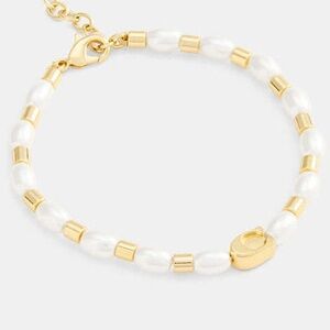 Coach Gold & White Pearl Bead Bracelet - Elegant Women's Jewelry